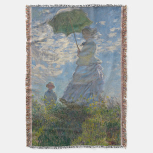 Woman with a Parasol - Madame Monet and Her Son Throw Blanket