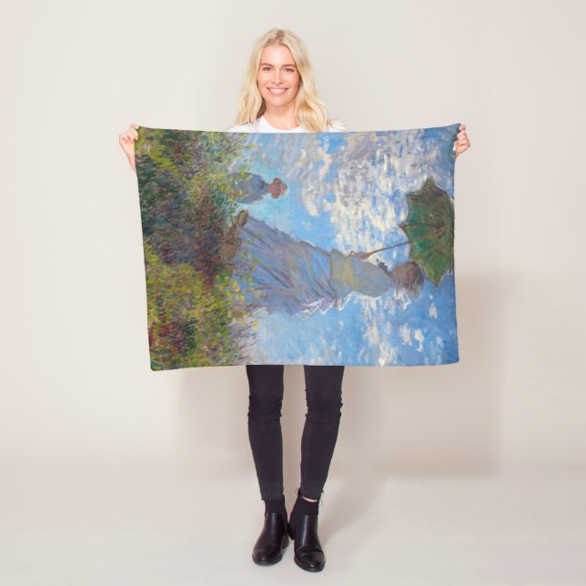 Woman with a Parasol, Monet Fleece Blanket (In Situ)