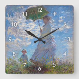 Woman with a Parasol, Monet Square Wall Clock