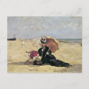 Woman with a Parasol on the Beach, 1880 Postcard