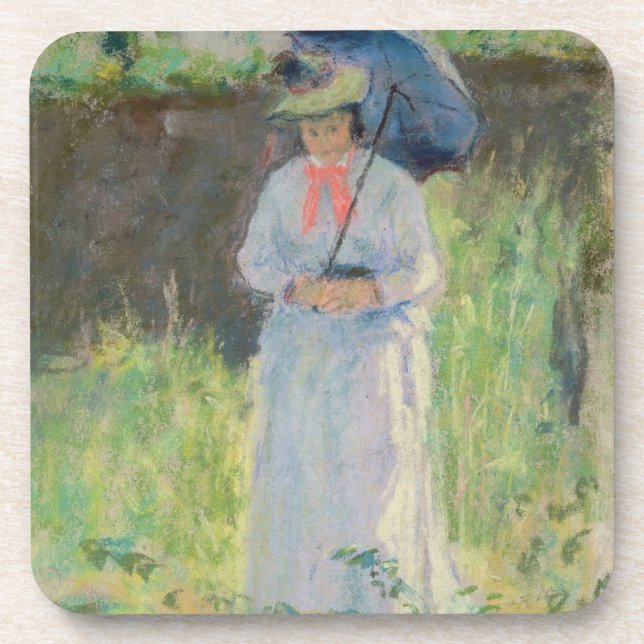 Woman with a Parasol (pastel on paper) Coaster (Front)