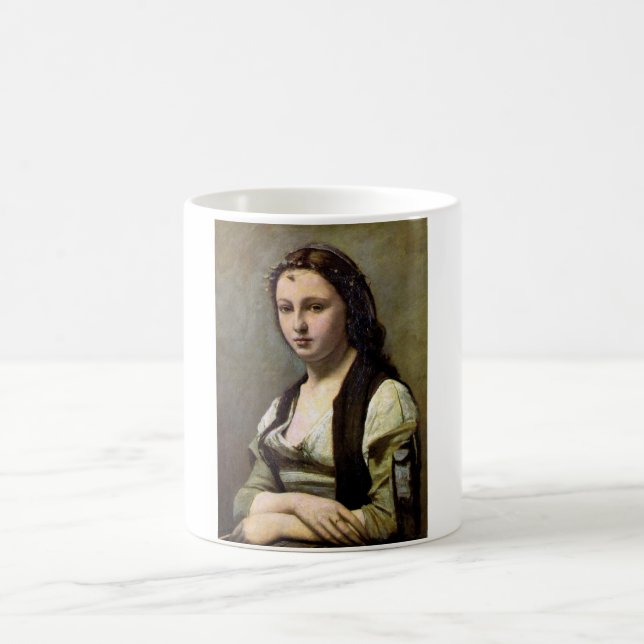 Woman with a Pearl, Camille Corot, 1868-1870 Coffee Mug (Center)