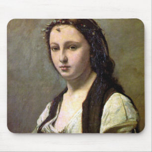 Woman with a Pearl, Camille Corot, 1868-1870 Mouse Mat