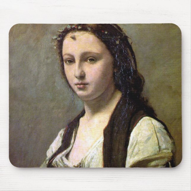 Woman with a Pearl, Camille Corot, 1868-1870 Mouse Mat (Front)