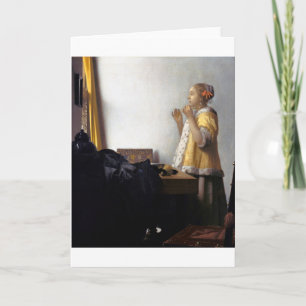 Woman with a Pearl Necklace, Johannes Vermeer Card