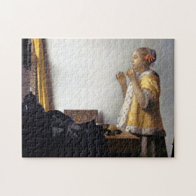 Woman with a Pearl Necklace, Johannes Vermeer Jigsaw Puzzle (Horizontal)