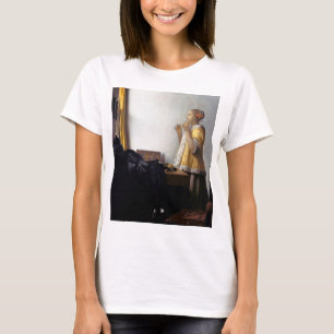 Woman with a Pearl Necklace, Johannes Vermeer T-Shirt