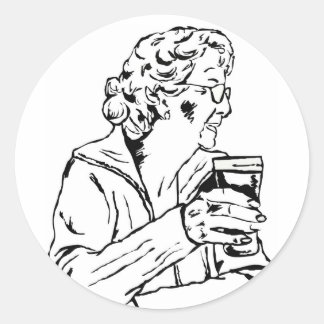 Woman With a Pint Classic Round Sticker