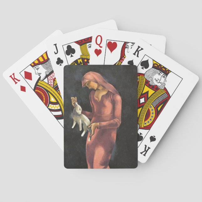 Woman with a Rabbit Playing Cards (Back)
