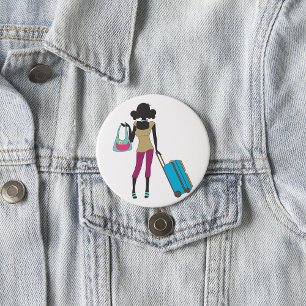 Woman With A Suitcase 7.5 Cm Round Badge