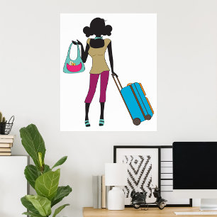 Woman With A Suitcase Poster