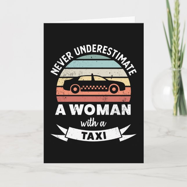 Woman with a Taxi Funny Cars Gift Mom Card (Front)