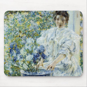 Woman with a Vase of Irises Mouse Mat