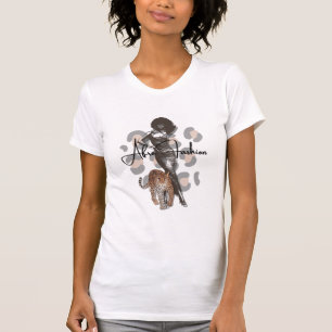 Woman with Afro & leopard T-Shirt