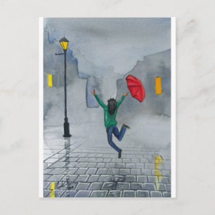 WOMAN WITH AN UMBRELLA POSTCARD