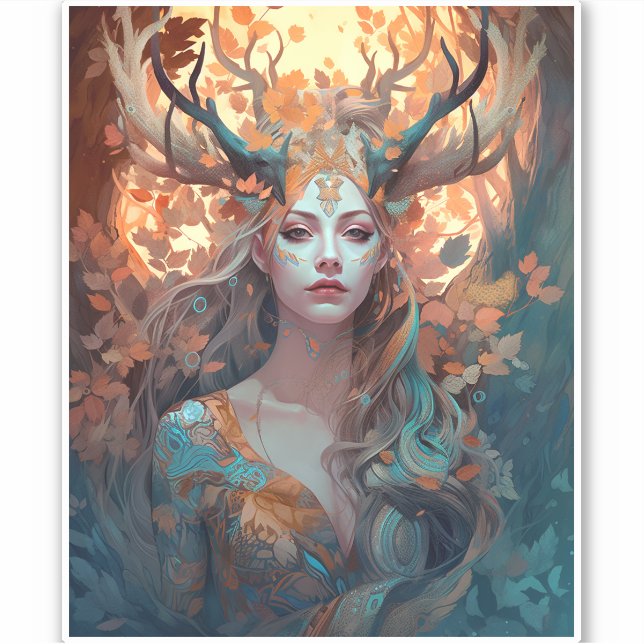Woman With Antlers Fantasy Art (Front)