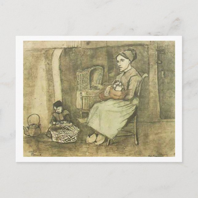 Woman with Baby (F1070) Van Gogh Fine Art Postcard (Front)