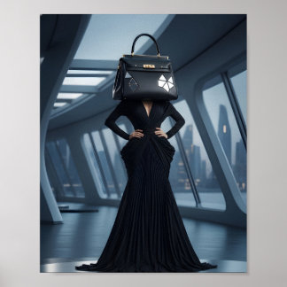 Woman with bag on head poster