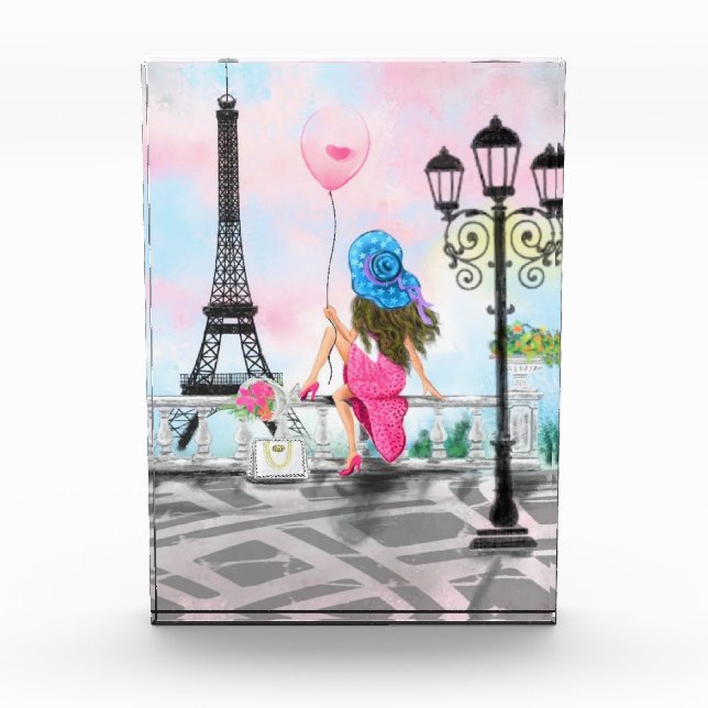 Woman with Balloon Paris Photo Block Eiffel Tower (Front)
