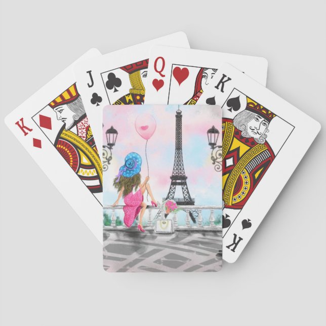 Woman with Balloon Playing Cards - I Love Paris (Back)