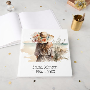 Woman With Beach Hat Memorial Book