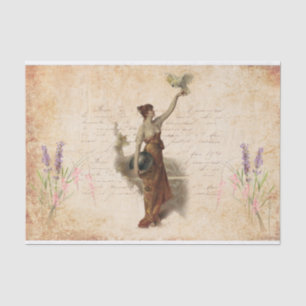 Woman with Bird Vintage Tissue Paper