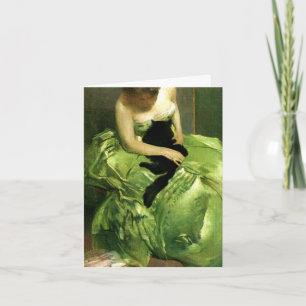 Woman with Black Cat Card