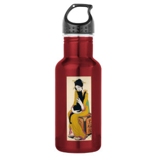 Woman with Black cat, Yumeji Takehisa 532 Ml Water Bottle