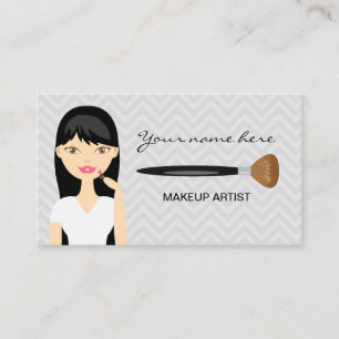 Woman With Black Long Hair Makeup Artist Business Card