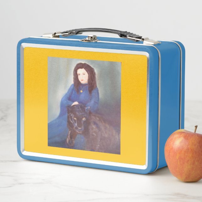 Woman with Black Panther Metal Lunch Box (In Situ)