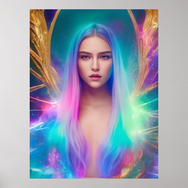 Woman With Blue and Purple Hair Poster (Front)