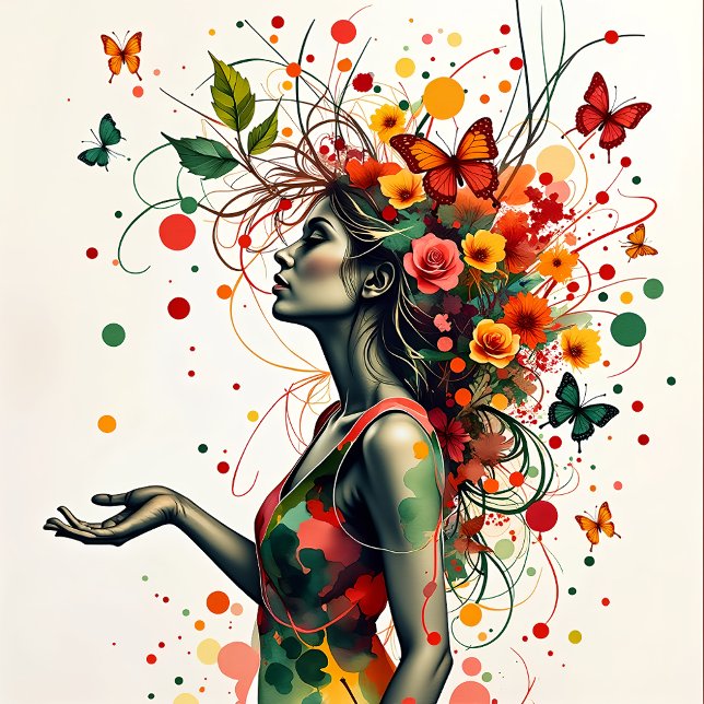 Woman with butterflies and flowers (1 of 4) photo print (Creator Uploaded)