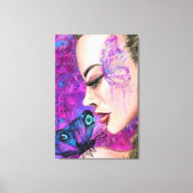 Woman with Butterfly Canvas Print (Front)