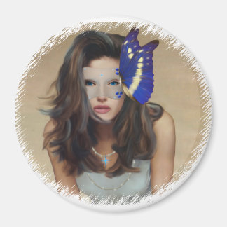 Woman With Butterfly Mask Magnet