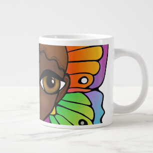 Woman with Butterfly Wings Bright and Colourful Large Coffee Mug