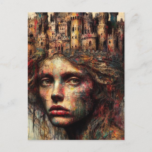 Woman With Castle on Her Head Postcard (Front)