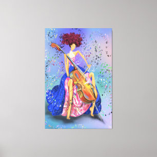Woman with Cello Canvas Print - Painting