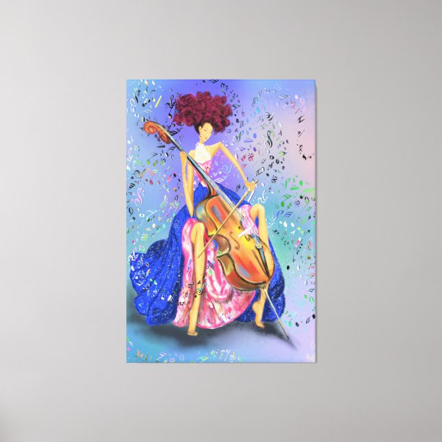 Woman with Cello Canvas Print - Painting (Front)