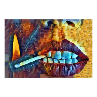 Woman with Cerilla in Mouth Photo Print