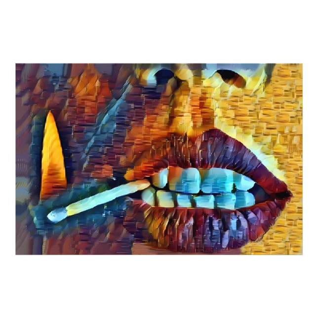 Woman with Cerilla in Mouth Photo Print (Front)