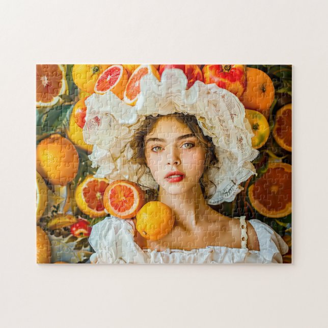 Woman with citrus fruits and flower garland jigsaw puzzle (Horizontal)