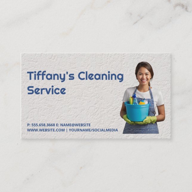 Woman with Cleaning Products Business Card (Front)