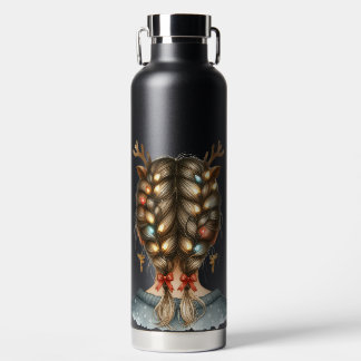 WOMAN WITH COLORFUL CHRISTMAS LIGHTS IN HER HAIR WATER BOTTLE