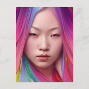 Woman With Colourful Hair Postcard