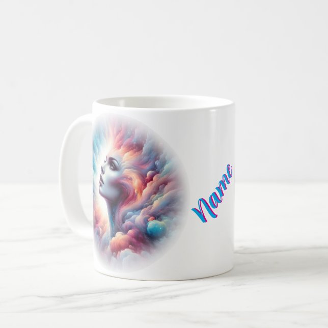 Woman with Cosmic Aura Hair Coffee Mug (Front Left)