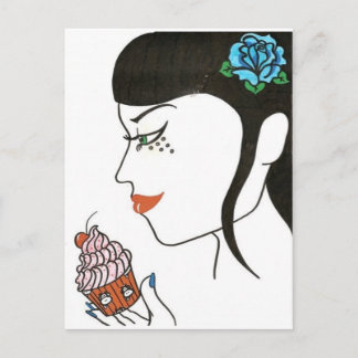 Woman with Cupcake Postcard