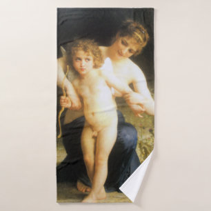 Woman with Cupid, Bouguereau Bath Towel