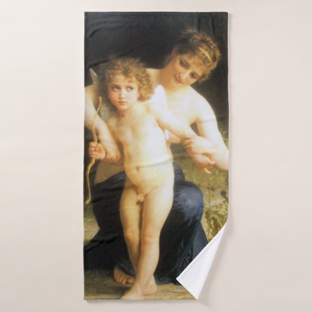 Woman with Cupid, Bouguereau Bath Towel (Bath Towel)