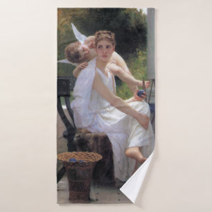 Woman with Cupid, Bouguereau Bath Towel
