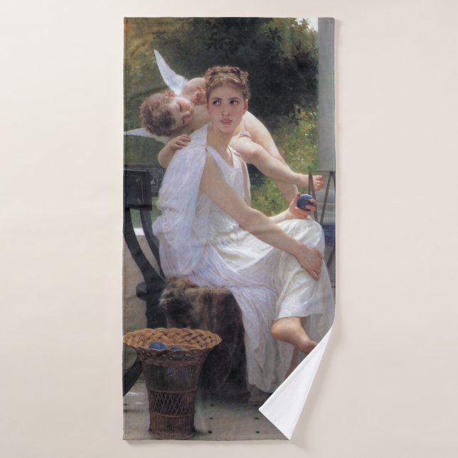 Woman with Cupid, Bouguereau Bath Towel (Bath Towel)